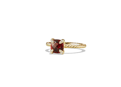 Gold Plated CZ Studded Ruby Cushion Cut Ladies Ring